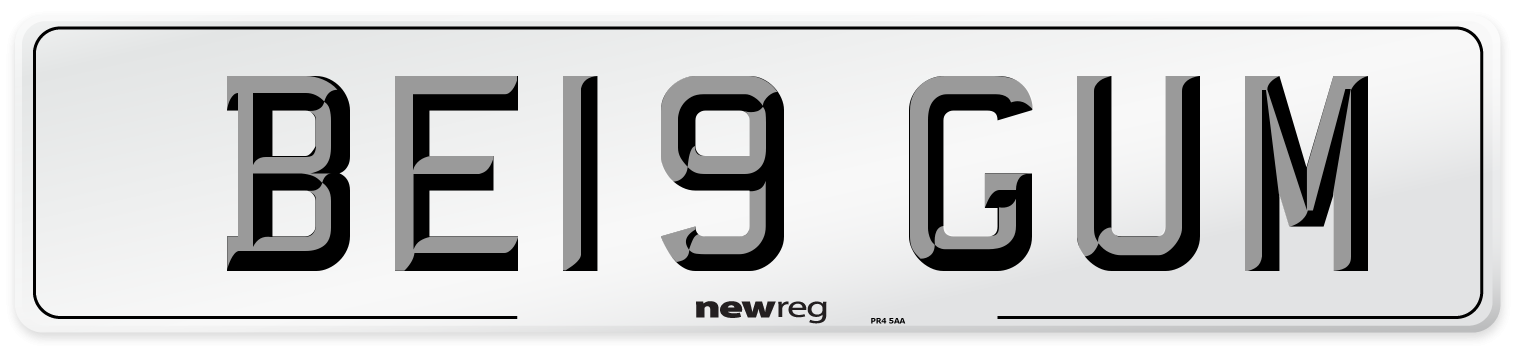 BE19 GUM Number Plate from New Reg